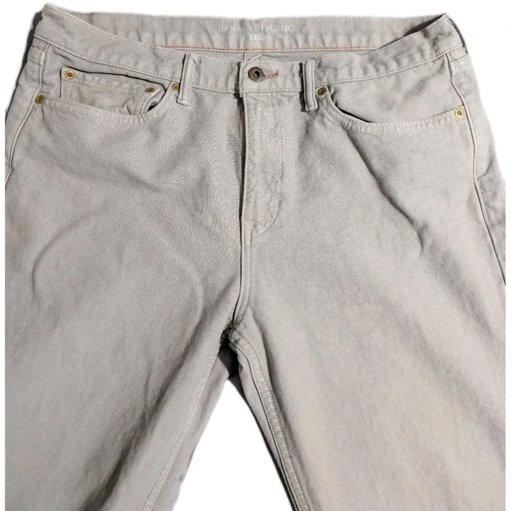 Banana Republic Straight Fit Jeans Mens 35x32 Gray Denim Pants Classic 5‎ Pocket